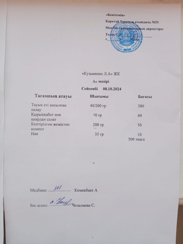 08.10.2024ж ас мәзірі